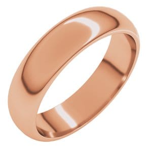 Rings 10K Rose 5 mm Half Round Band Size 9