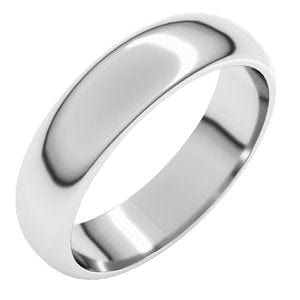 Rings Platinum 5 mm Half Round Band Size 6
