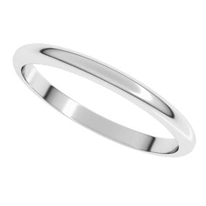 Sterling Silver 2 mm Half Round Band Size 2.5