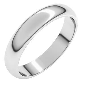 Rings 18K White 4 mm Half Round Band Size 5