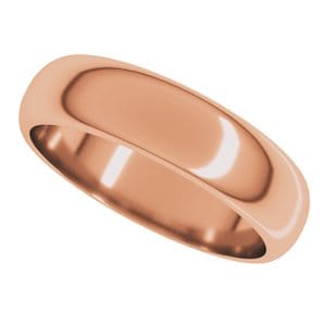 Rings 10K Rose 5 mm Half Round Band Size 9