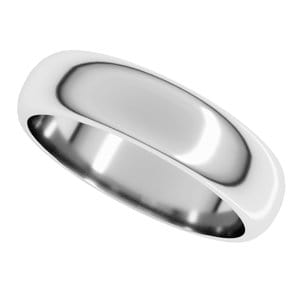Rings Platinum 5 mm Half Round Band Size 6