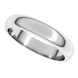 Rings 18K White 4 mm Half Round Band Size 5