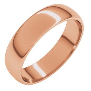 Rings 10K Rose 5 mm Lightweight Half Round Band Size 10