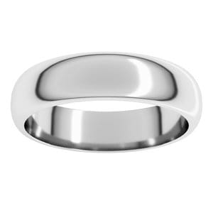 Rings Platinum 5 mm Half Round Band Size 6