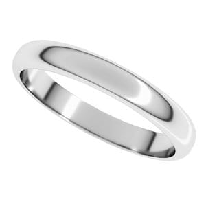 Rings Platinum 3 mm Half Round Band Size 7