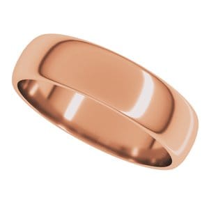 Rings 10K Rose 5 mm Lightweight Half Round Band Size 10