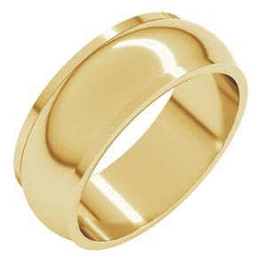 Rings 14K Yellow 7 mm Stepped-Edge Half Round Band Size 7.5