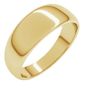 Rings 18K Yellow 7 mm Tapered Half Round Band Size 9