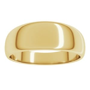 Rings 18K Yellow 7 mm Tapered Half Round Band Size 10