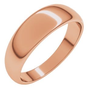 Rings 10K Rose 6 mm Tapered Half Round Band Size 10