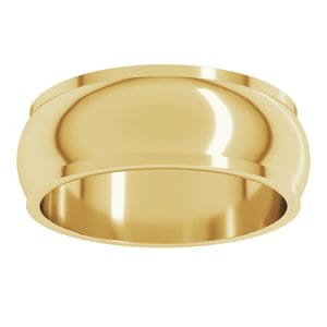 Rings 14K Yellow 7 mm Stepped-Edge Half Round Band Size 7.5