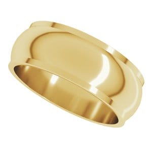 Rings 14K Yellow 7 mm Stepped-Edge Half Round Band Size 7.5