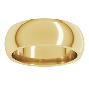 Rings 14K Yellow 7 mm Comfort-Fit Half Round Band Size 3.5