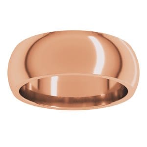 Rings 10K Rose 7 mm Comfort-Fit Half Round Band Size 7.5