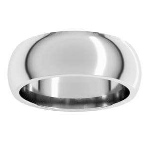 Rings Nickel Plated Sterling Silver 7 mm Comfort-Fit Half Round Band Size 7