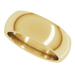 Rings 14K Yellow 7 mm Comfort-Fit Half Round Band Size 3.5