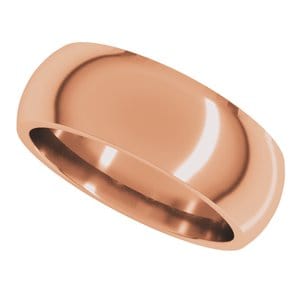 Rings 10K Rose 7 mm Comfort-Fit Half Round Band Size 7.5
