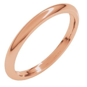 Rings 14K Rose 2 mm Comfort-Fit Half Round Band Size 7.5