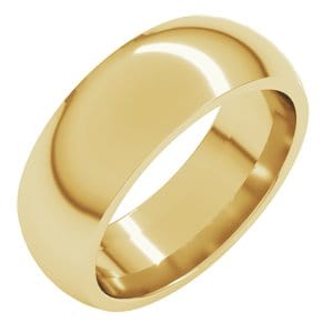 Rings 14K Yellow 7 mm Comfort-Fit Half Round Band Size 3.5