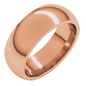Rings 10K Rose 7 mm Comfort-Fit Half Round Band Size 7.5