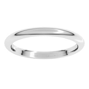 Rings 14K X1 White 2 mm Comfort-Fit Half Round Band Size 7