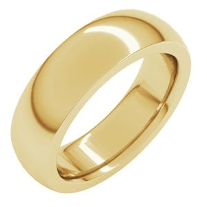 Rings 14K Yellow 6 mm Heavyweight Comfort-Fit Half Round Band Size 10.5