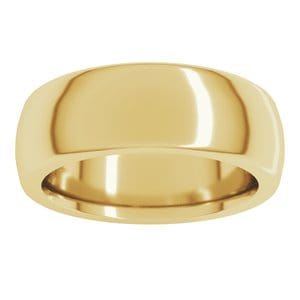 Rings 14K Yellow 7 mm Heavyweight Comfort-Fit Half Round Band Size 10