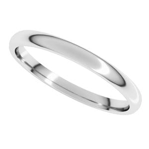 Rings Platinum 2 mm Lightweight Comfort-Fit Half Round Band Size 7.5