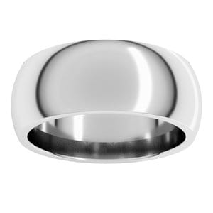 Rings Nickel Plated Sterling Silver 8 mm Comfort-Fit Half Round Band Size 7