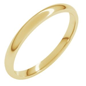 Rings 18K Yellow 2 mm Lightweight Comfort-Fit Half Round Band Size 6.5
