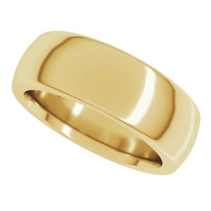 Rings 14K Yellow 7 mm Heavyweight Comfort-Fit Half Round Band Size 9
