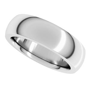 Sterling Silver 6 mm Heavyweight Comfort-Fit Half Round Band Size 10