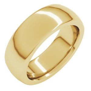 Rings 14K Yellow 7 mm Heavyweight Comfort-Fit Half Round Band Size 9