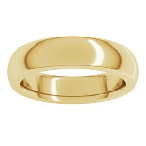 Rings 18K Yellow 5 mm Heavyweight Comfort-Fit Half Round Band Size 7.5
