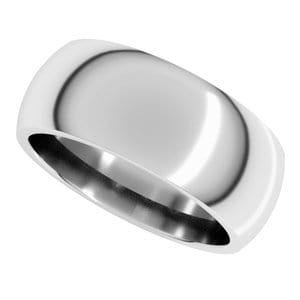 Rings Nickel Plated Sterling Silver 8 mm Comfort-Fit Half Round Band Size 7