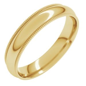 Rings 14K Yellow 4 mm Milgrain Comfort-Fit Half Round Band Size 6