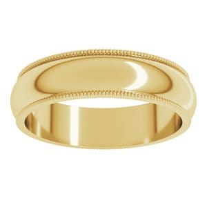 Rings 14K Yellow 5 mm Milgrain Half Round Band Size 9