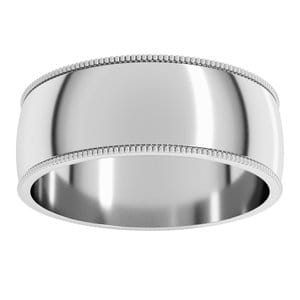 Rings Sterling Silver 7 mm Lightweight Milgrain Half Round Band Size 8