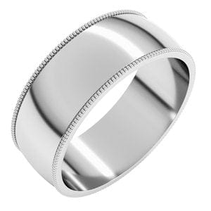 Rings Sterling Silver 7 mm Lightweight Milgrain Half Round Band Size 8