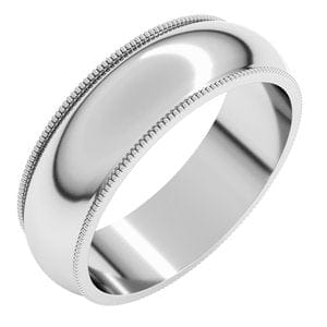 Rings 14K White 6 mm Milgrain Half Round Band Size 8