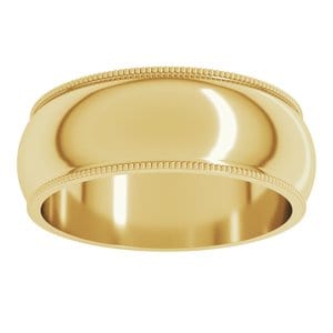 Rings 18K Yellow 7 mm Milgrain Half Round Band Size 13