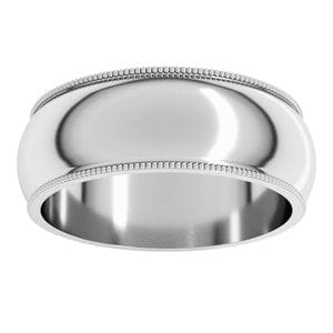 Sterling Silver 7 mm Milgrain Half Round Band Size 14