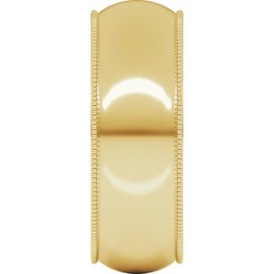 Rings 18K Yellow 7 mm Milgrain Half Round Band Size 13