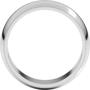 Sterling Silver 7 mm Milgrain Half Round Band Size 14