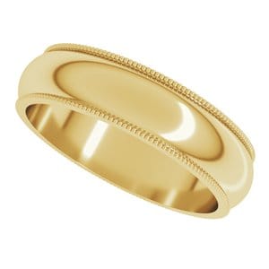 Rings 14K Yellow 5 mm Milgrain Half Round Band Size 9