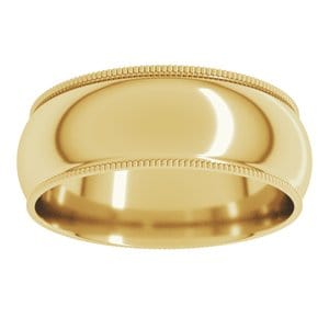 Rings 14K Yellow 7 mm Milgrain Comfort-Fit Half Round Band Size 11.5