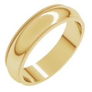 Rings 14K Yellow 5 mm Milgrain Half Round Band Size 9