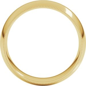 Rings 14K Yellow 7 mm Lightweight Milgrain Comfort-Fit Half Round Band Size 10