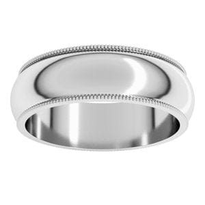 Rings 14K White 6 mm Milgrain Half Round Band Size 8